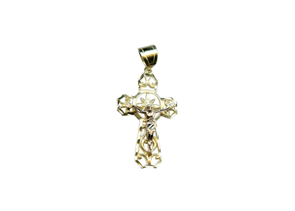 Two Tone Plated Crucifix Cross Pendant